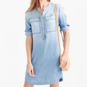 J. CREW 100% Lyocell Blue Chambray Shirt Dress